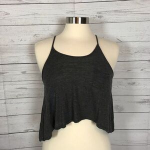 F21 Dark Grey Flowy Spaghetti Strap Crop Top